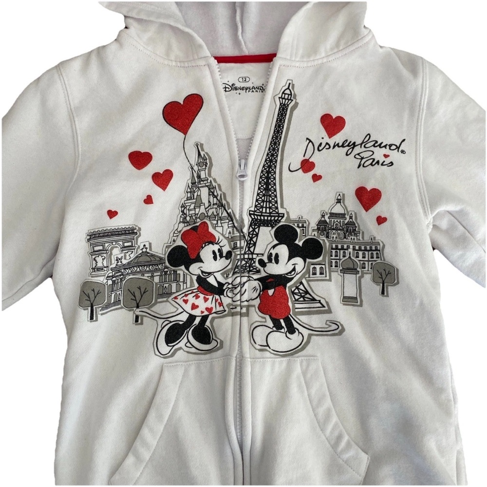 Disneyland Paris Kids Hoodie Zip Minnie Mickey Love Valentine’s Day Eiffel Tower